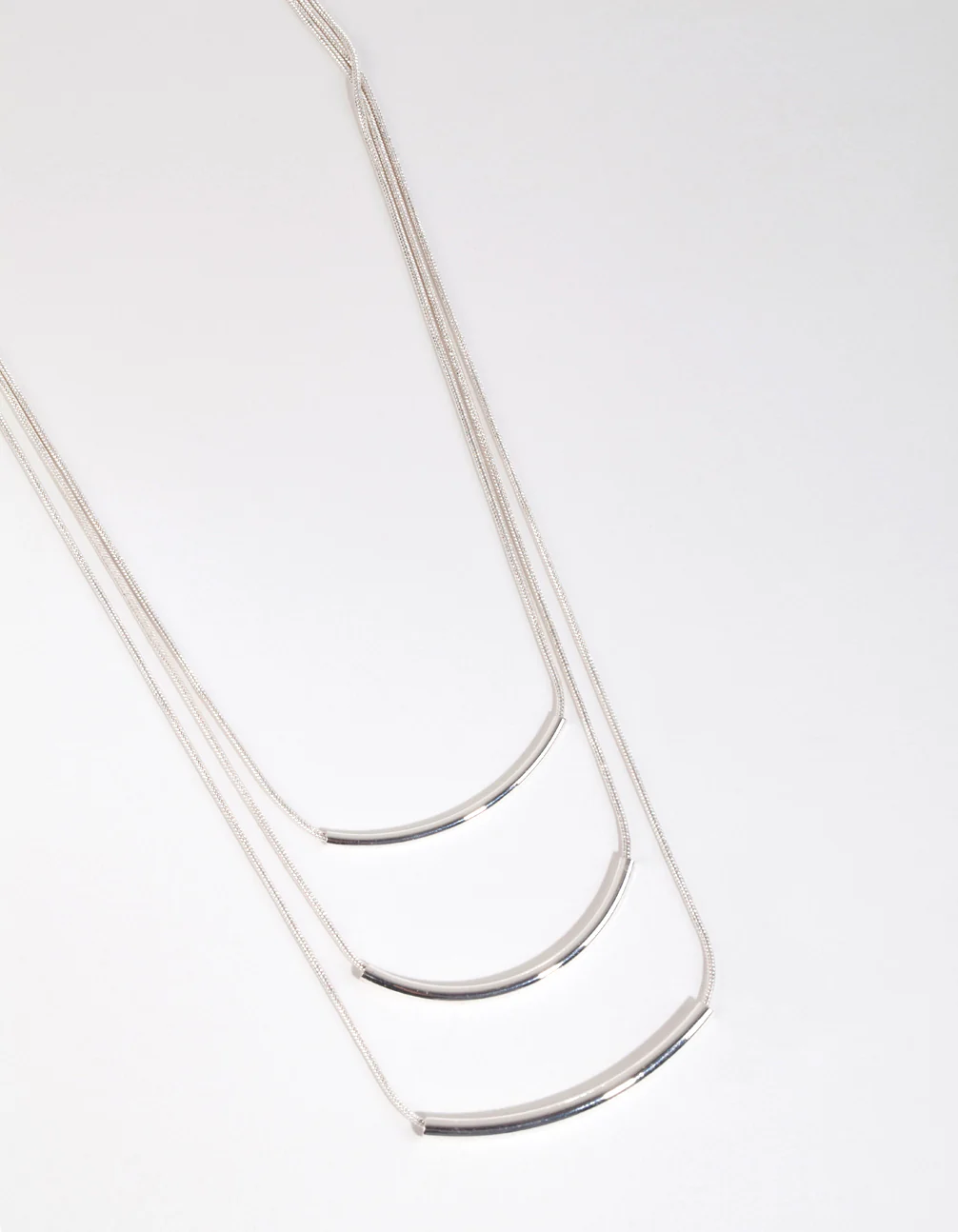 Silver Fine Plain Layered Necklace