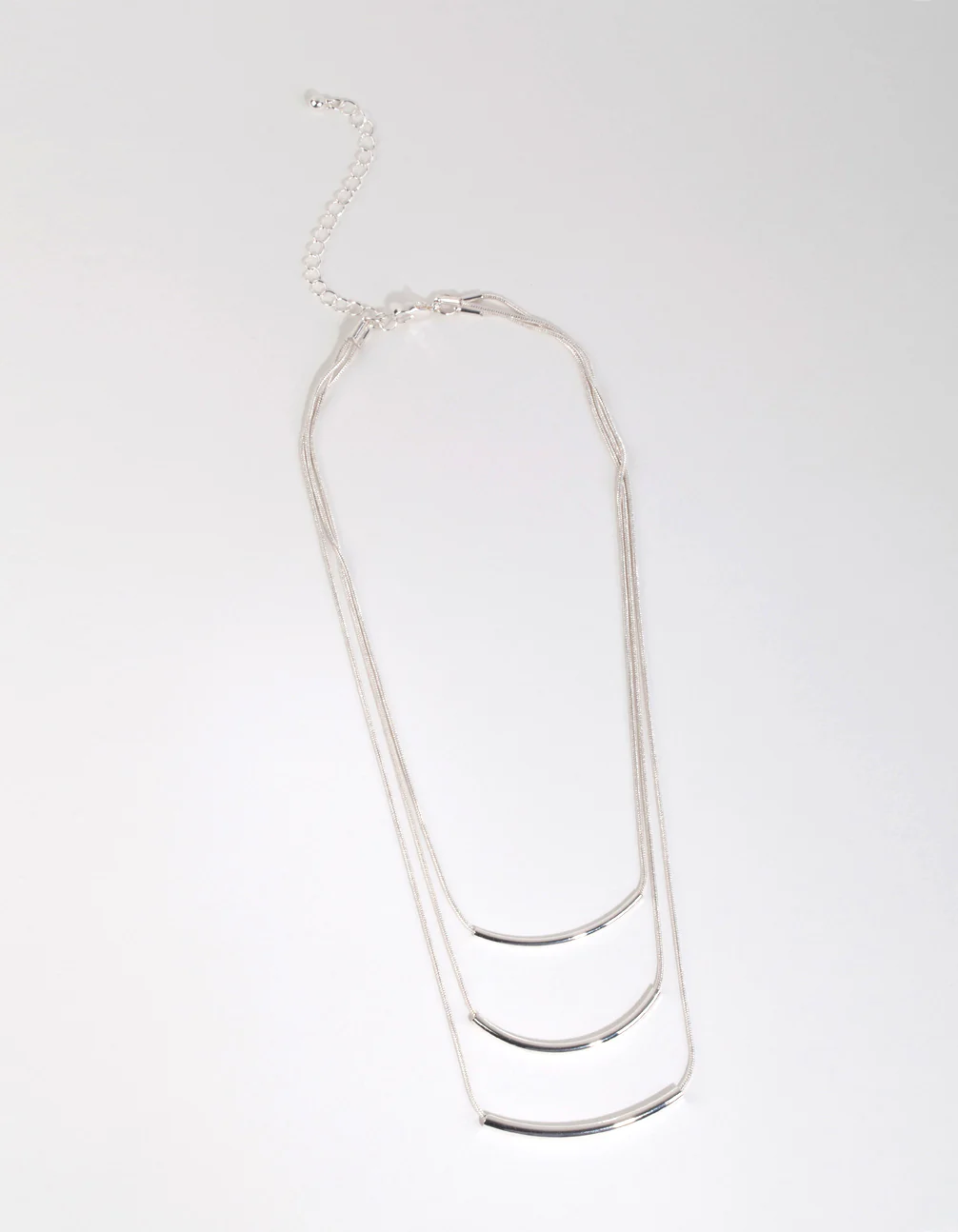 Silver Fine Plain Layered Necklace - Image 2
