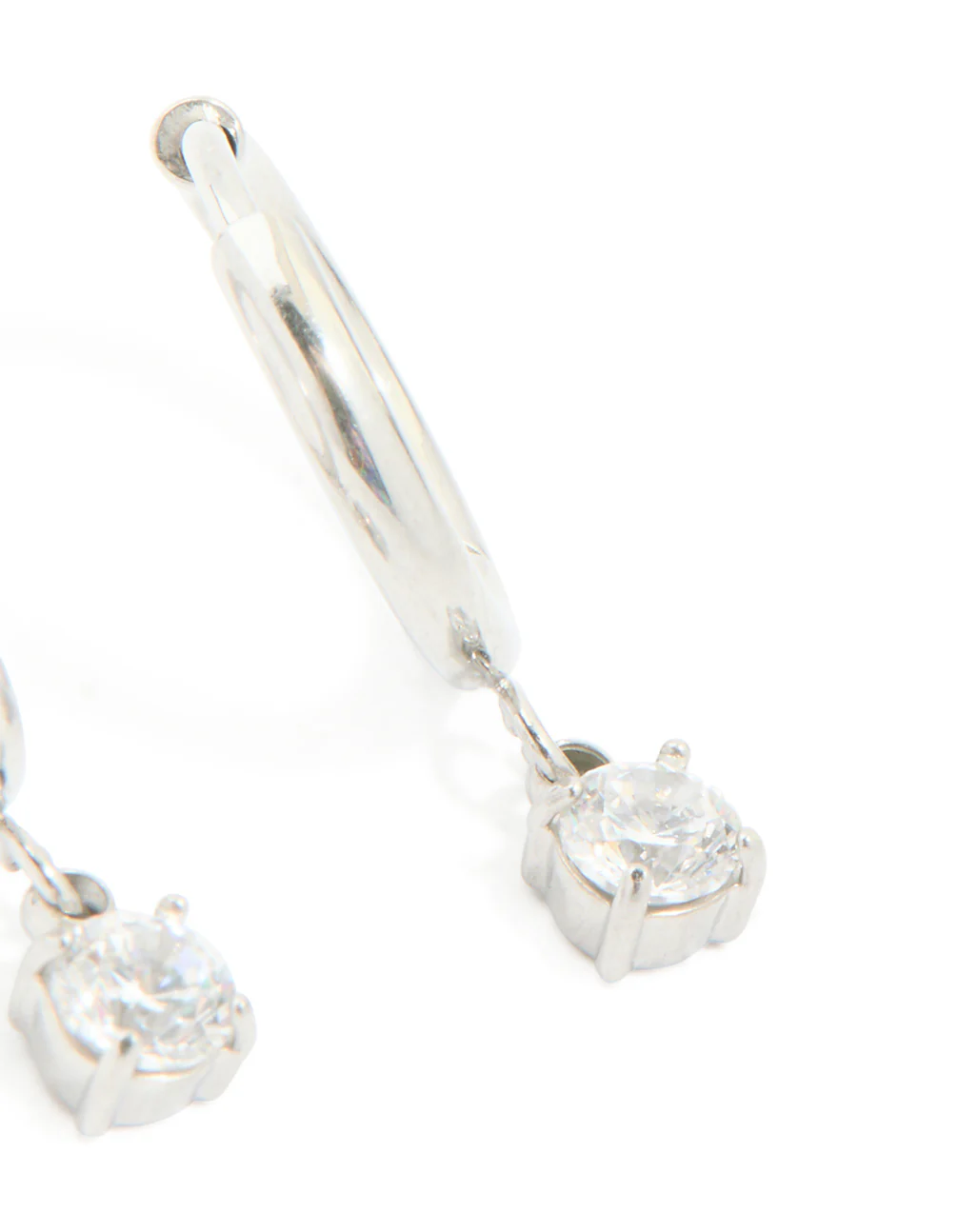 Stainless Steel 4mm Prism Drop Hoop Earrings - Image 3