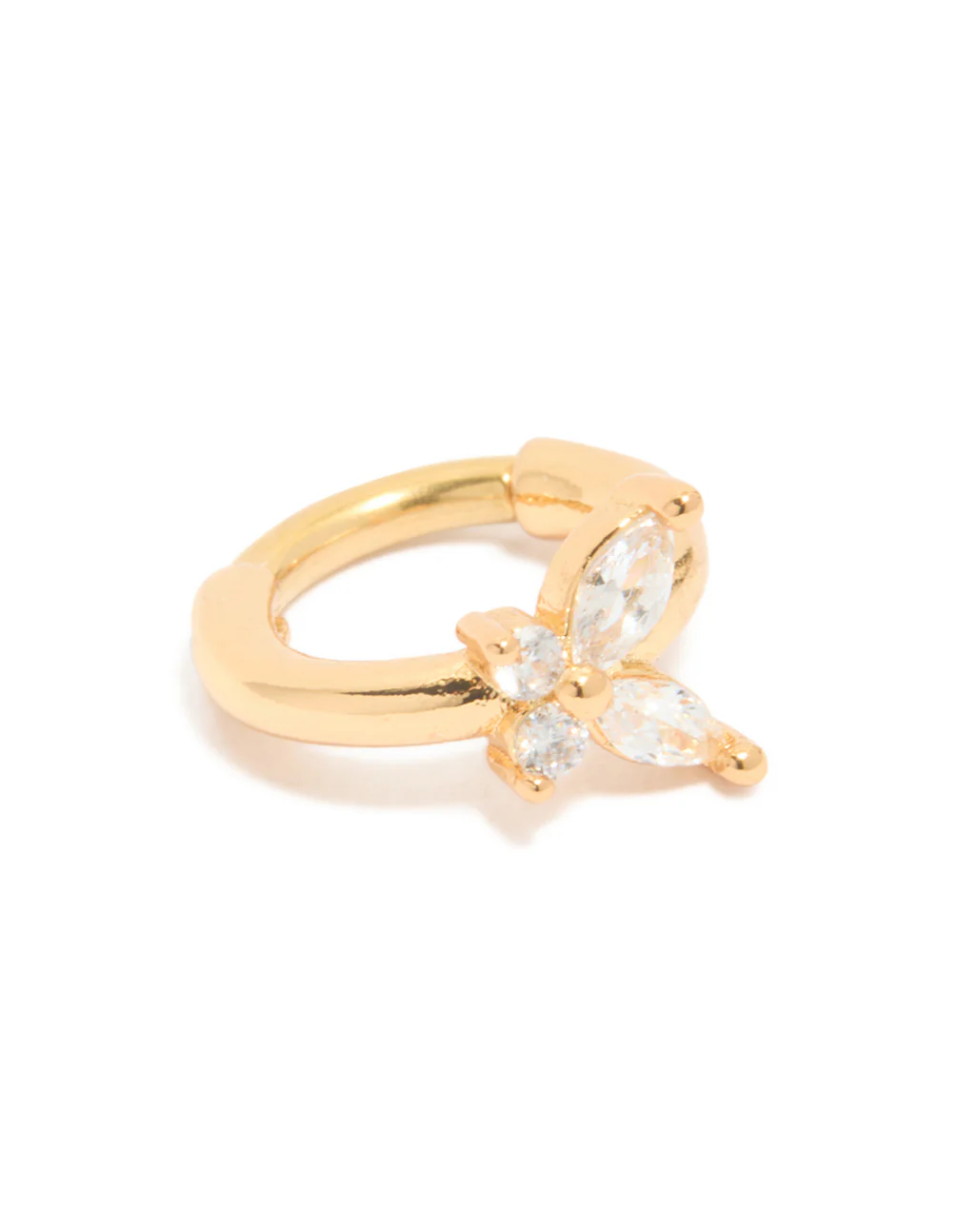 Stainless Steel Micro Cubic Zirconia Butterfly Clicker Ring - Image 4