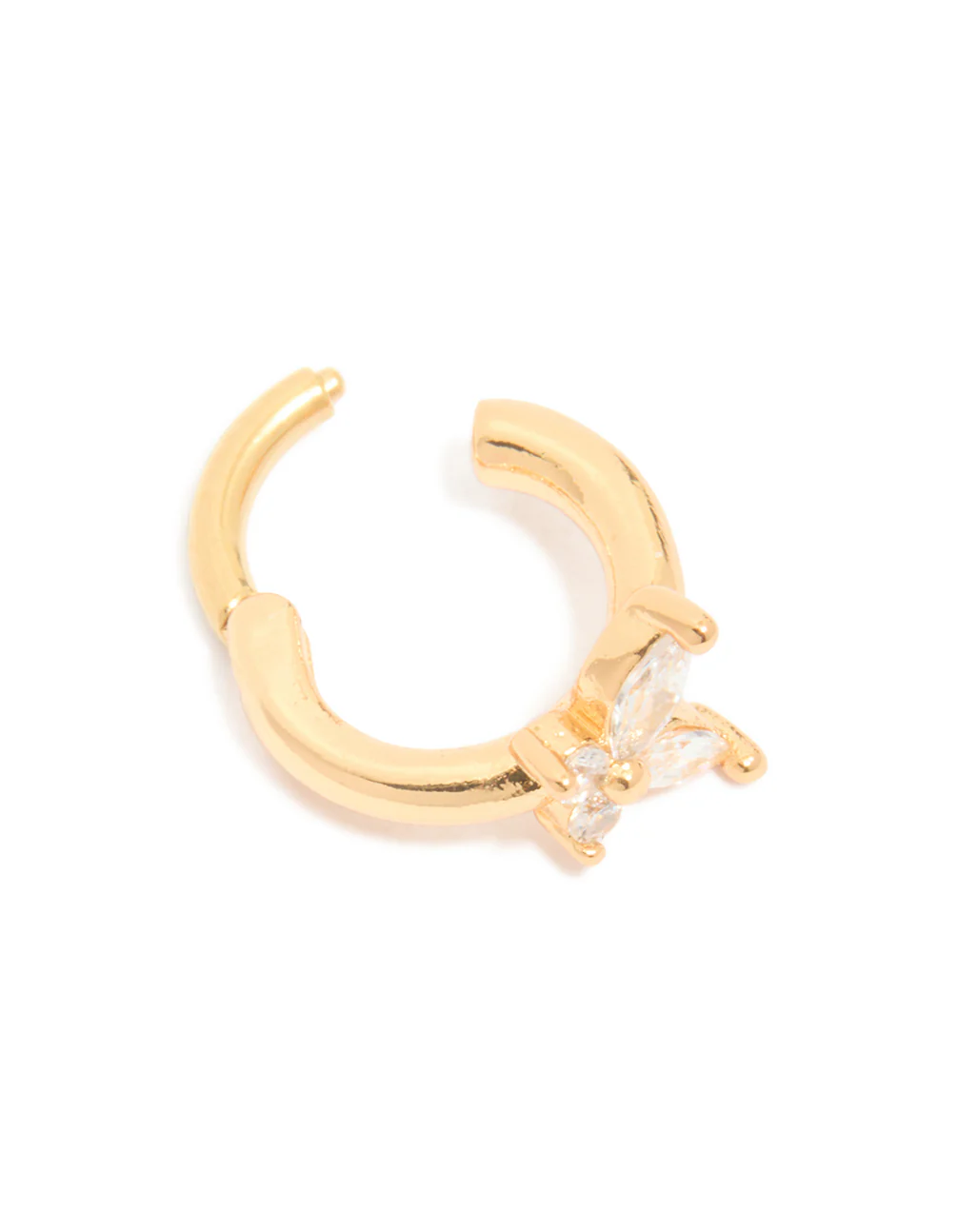 Stainless Steel Micro Cubic Zirconia Butterfly Clicker Ring - Image 5
