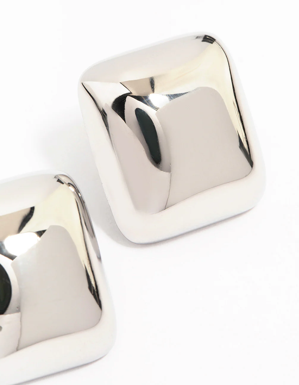 Waterproof Stainless Steel Puff Square Stud Earrings - Image 3