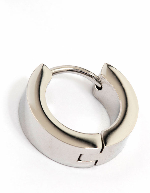 Waterproof Stainless Steel Wide Huggie Earrings - Image 5