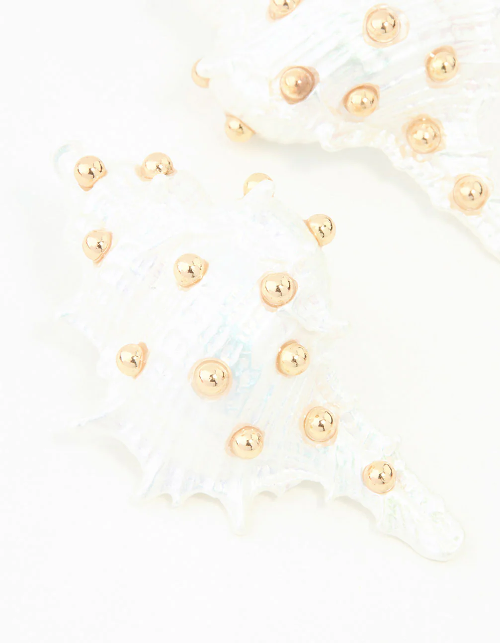 Statement Gold & White Acrylic Shell Earrings - Image 2