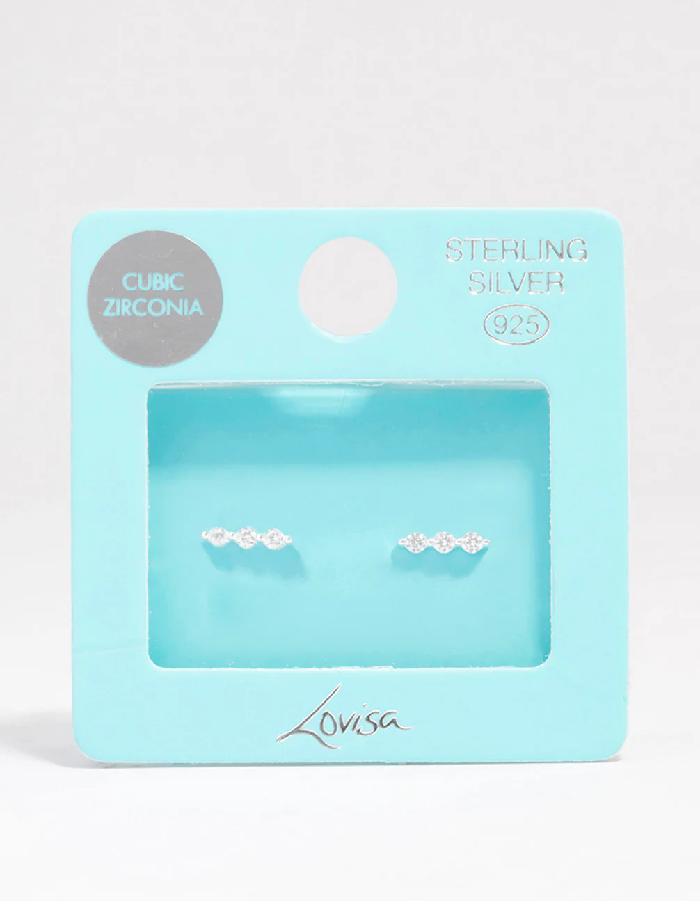 Sterling Silver Cubic Zirconia Bar Stud Earrings - Image 3