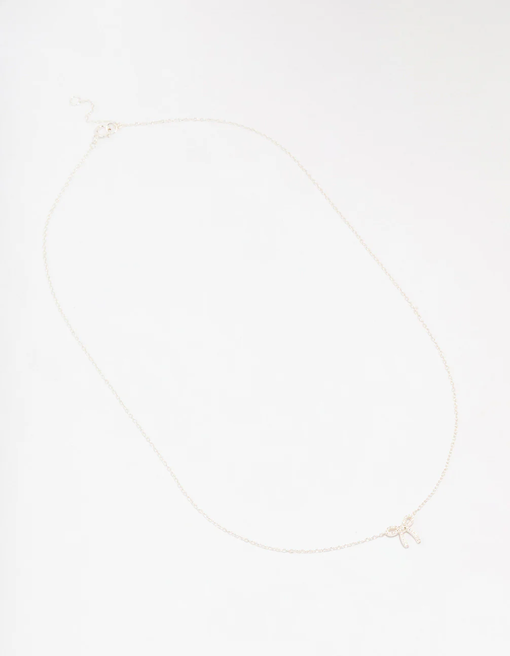 Sterling Silver Cubic Zirconia Bow Pendant Necklace - Image 2