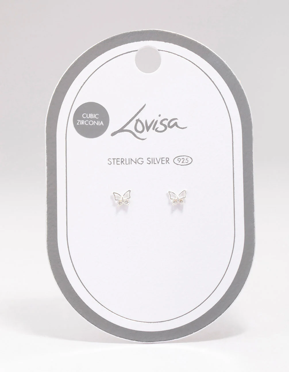 Sterling Silver Cubic Zirconia Butterfly Stud Earrings - Image 3