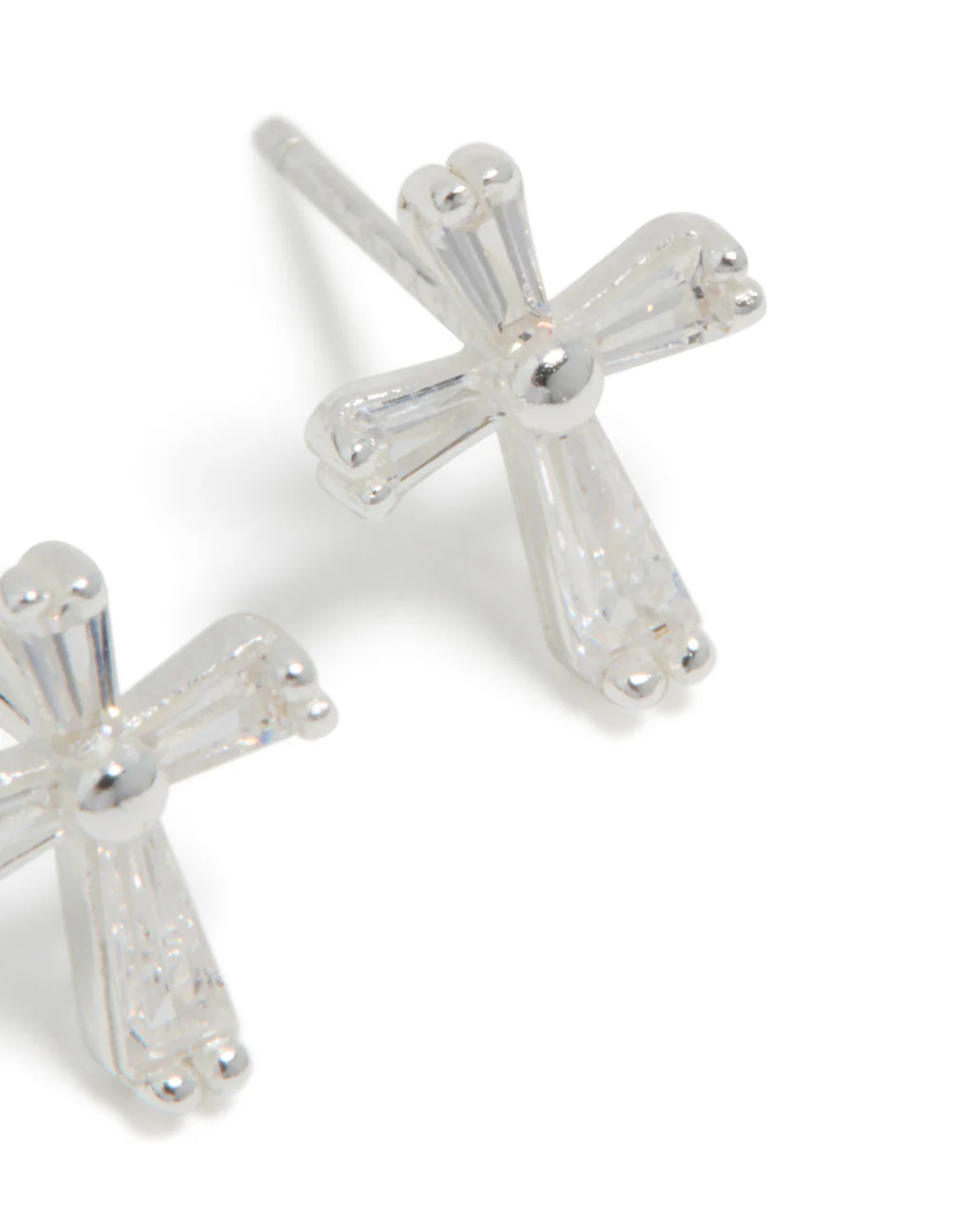 Sterling Silver Cubic Zirconia Cross Stud Earrings - Image 5
