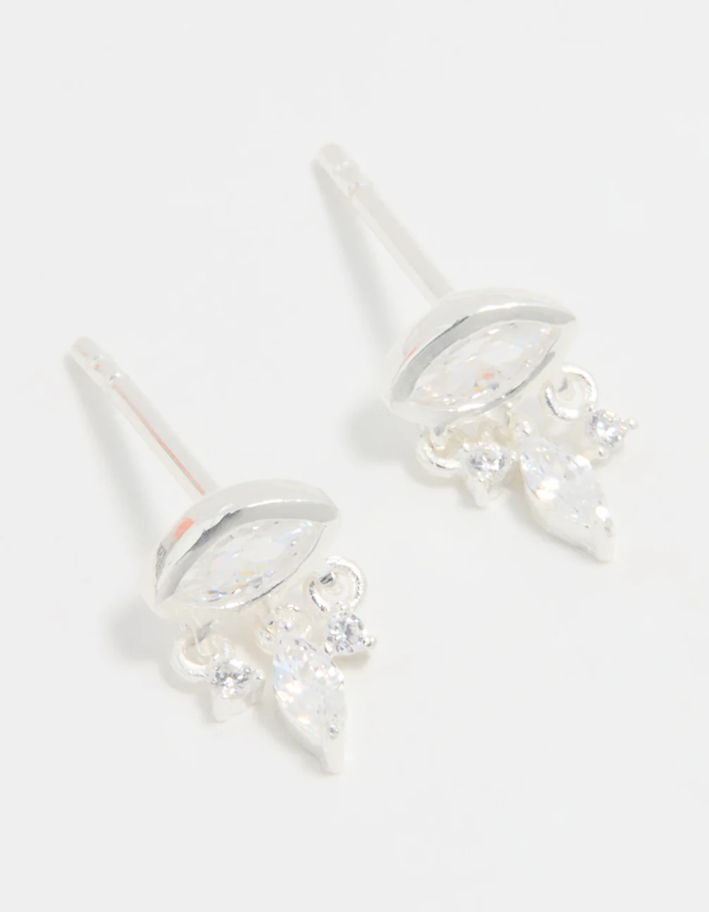 Sterling Silver Cubic Zirconia Evil Eye Drop Stud Earrings
