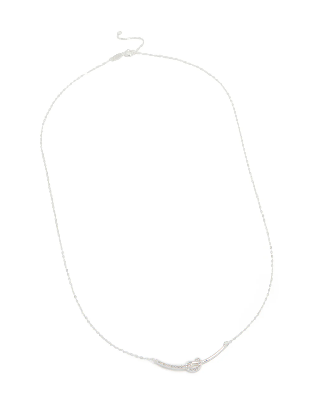 Sterling Silver Cubic Zirconia Knot Bar Necklace - Image 4