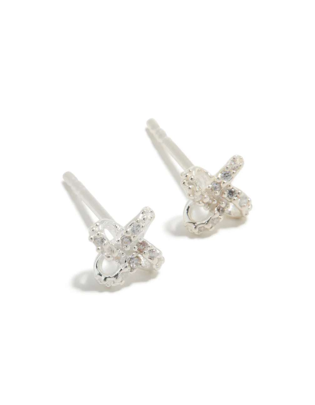 Sterling Silver Cubic Zirconia Knot Stud Earrings - Image 2