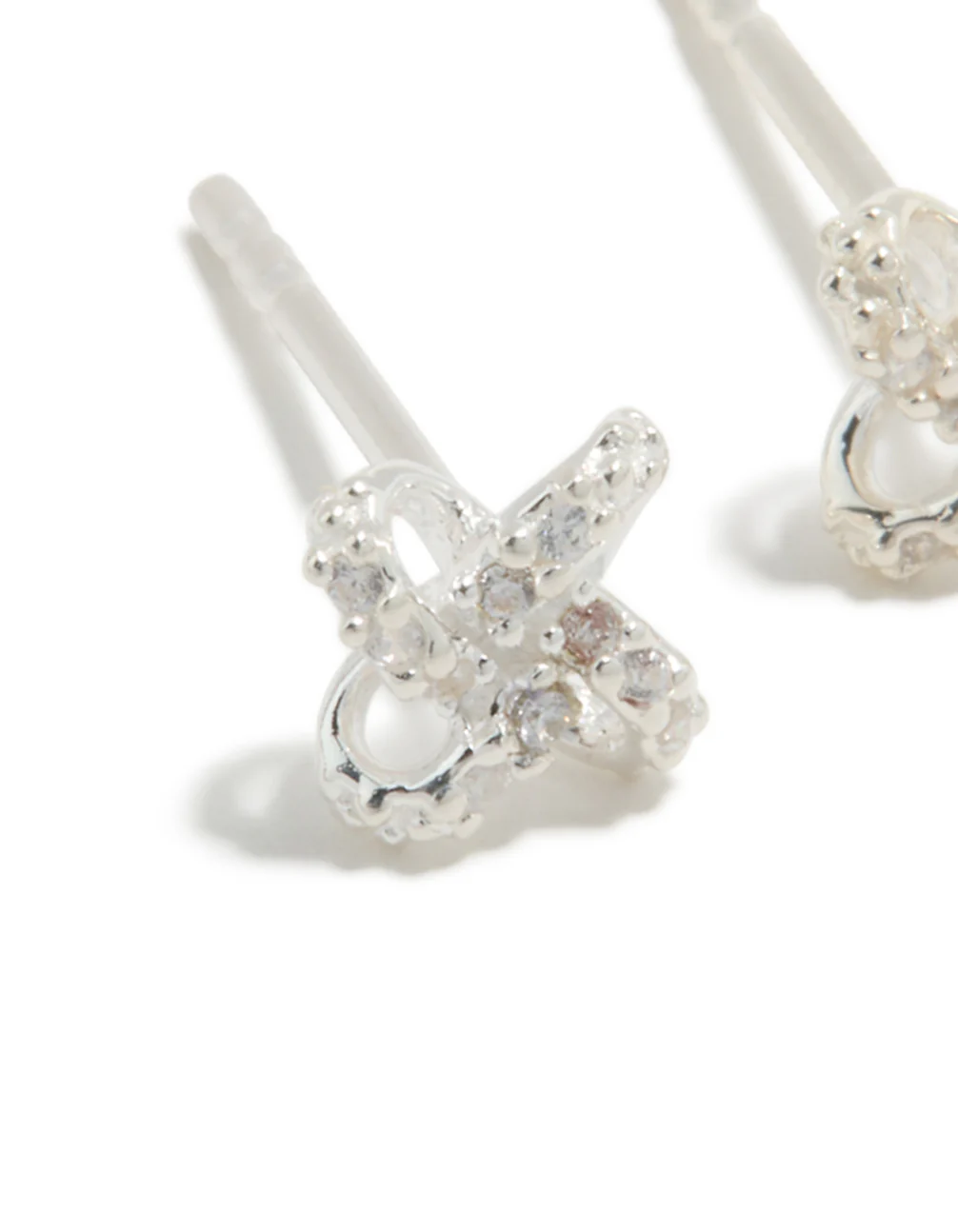 Sterling Silver Cubic Zirconia Knot Stud Earrings - Image 4