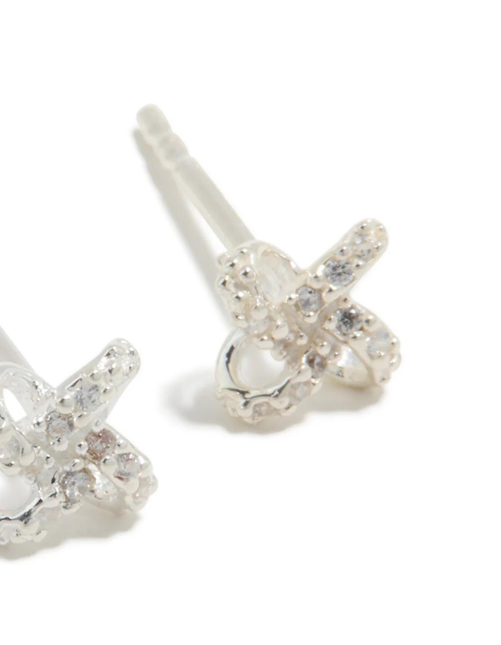Sterling Silver Cubic Zirconia Knot Stud Earrings - Image 5