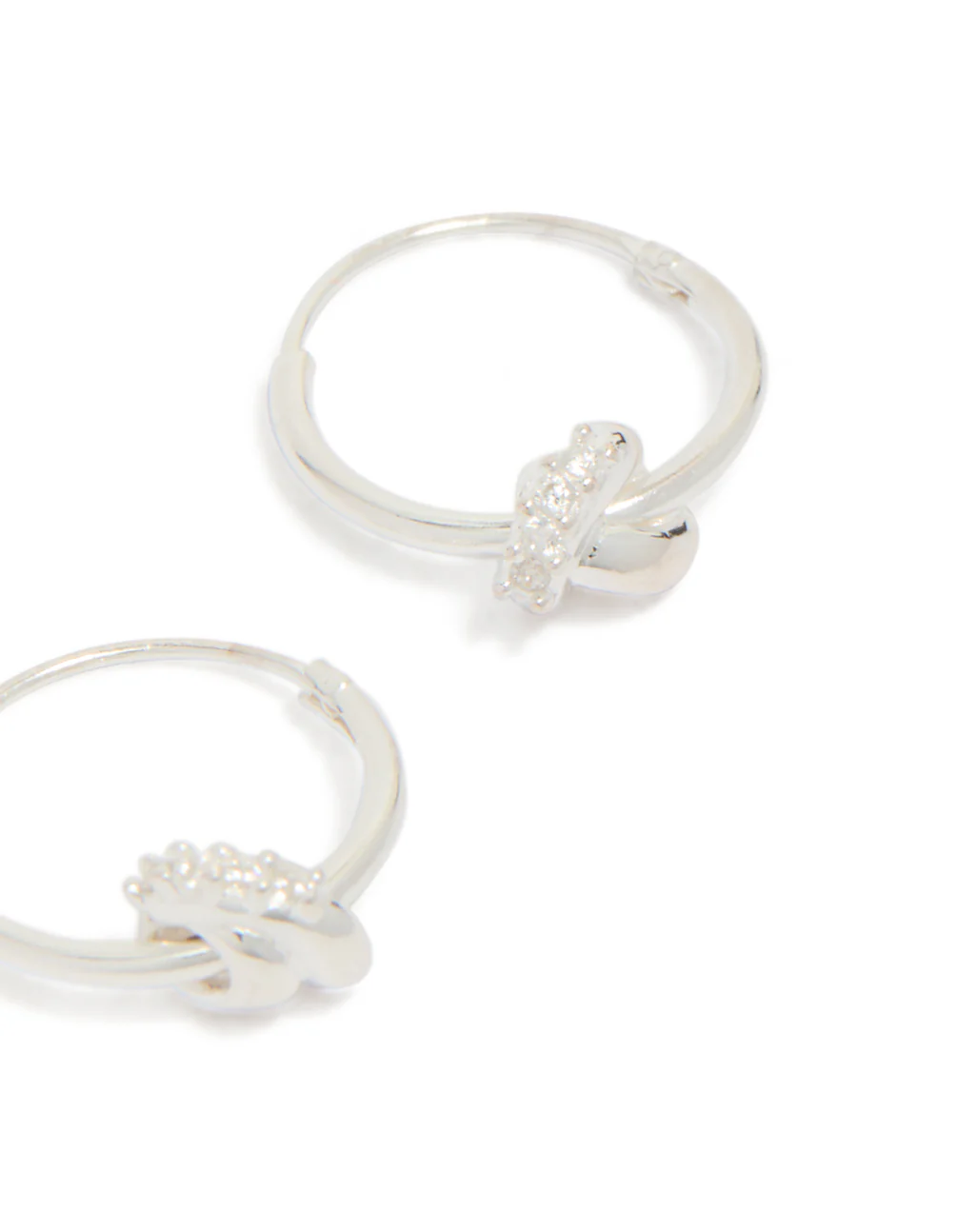Sterling Silver Cubic Zirconia Knotted Hoop Earrings - Image 5