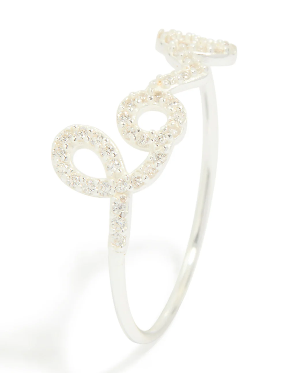 Sterling Silver Cubic Zirconia Love Ring - Image 4