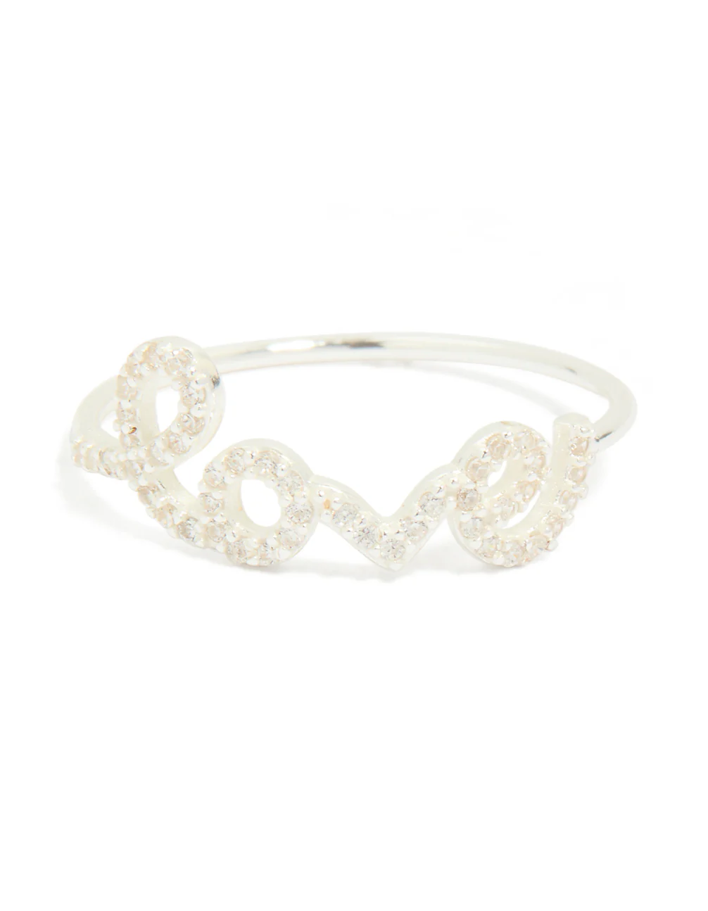 Sterling Silver Cubic Zirconia Love Ring - Image 5