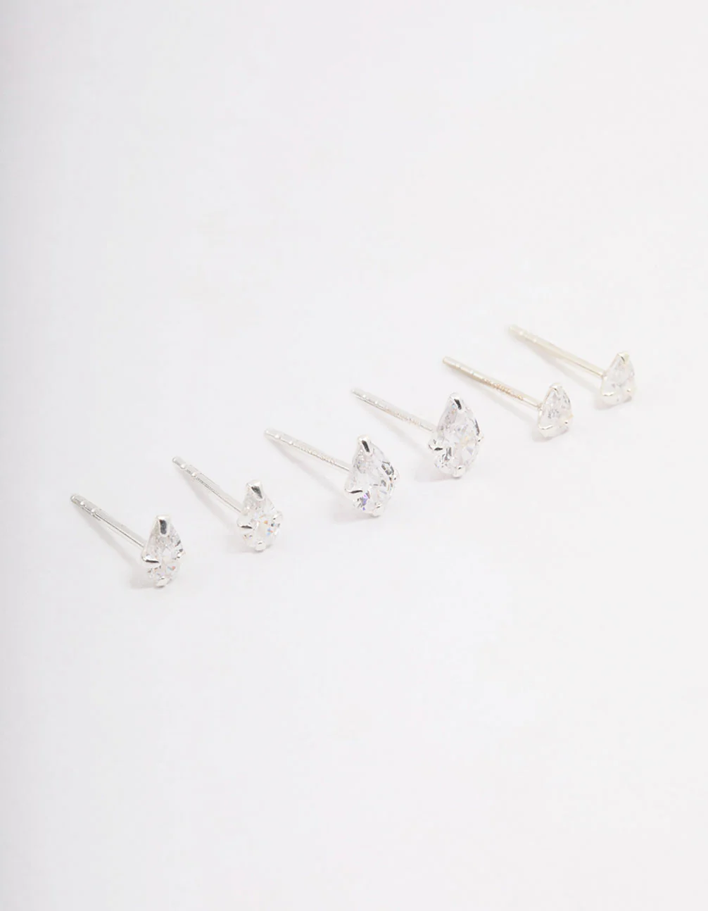 Sterling Silver Cubic Zirconia Stud Earring 3-Pack