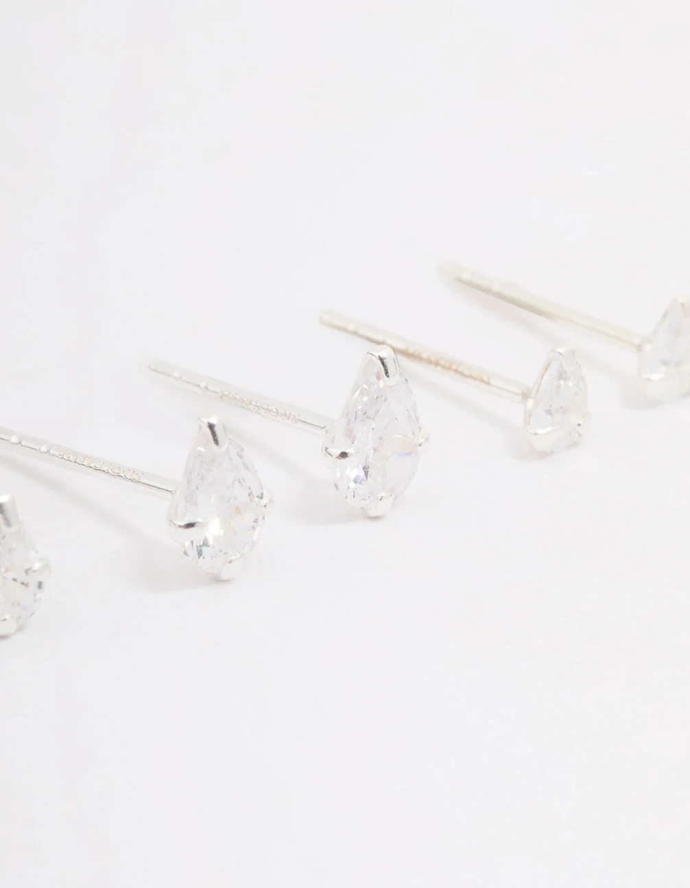 Sterling Silver Cubic Zirconia Stud Earring 3-Pack - Image 2