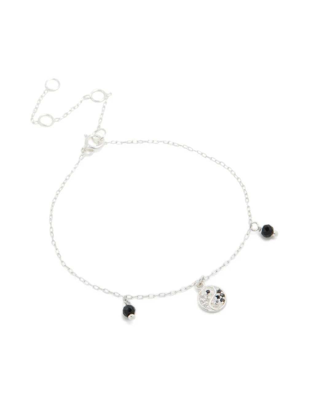 Sterling Silver Cubic Zirconia Yin & Yang Charm Bracelet - Image 2