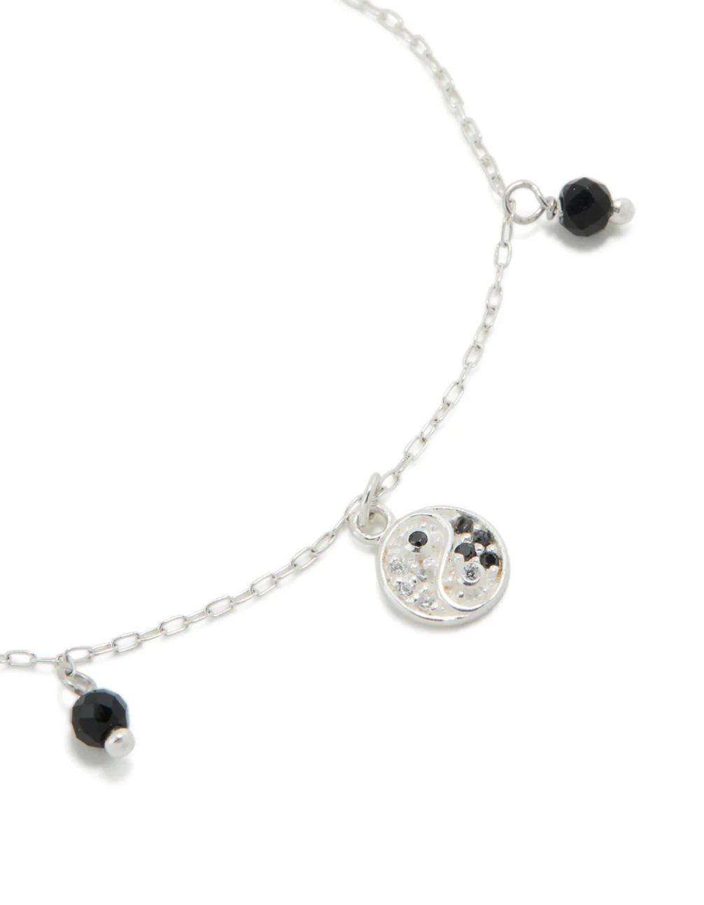 Sterling Silver Cubic Zirconia Yin & Yang Charm Bracelet - Image 4