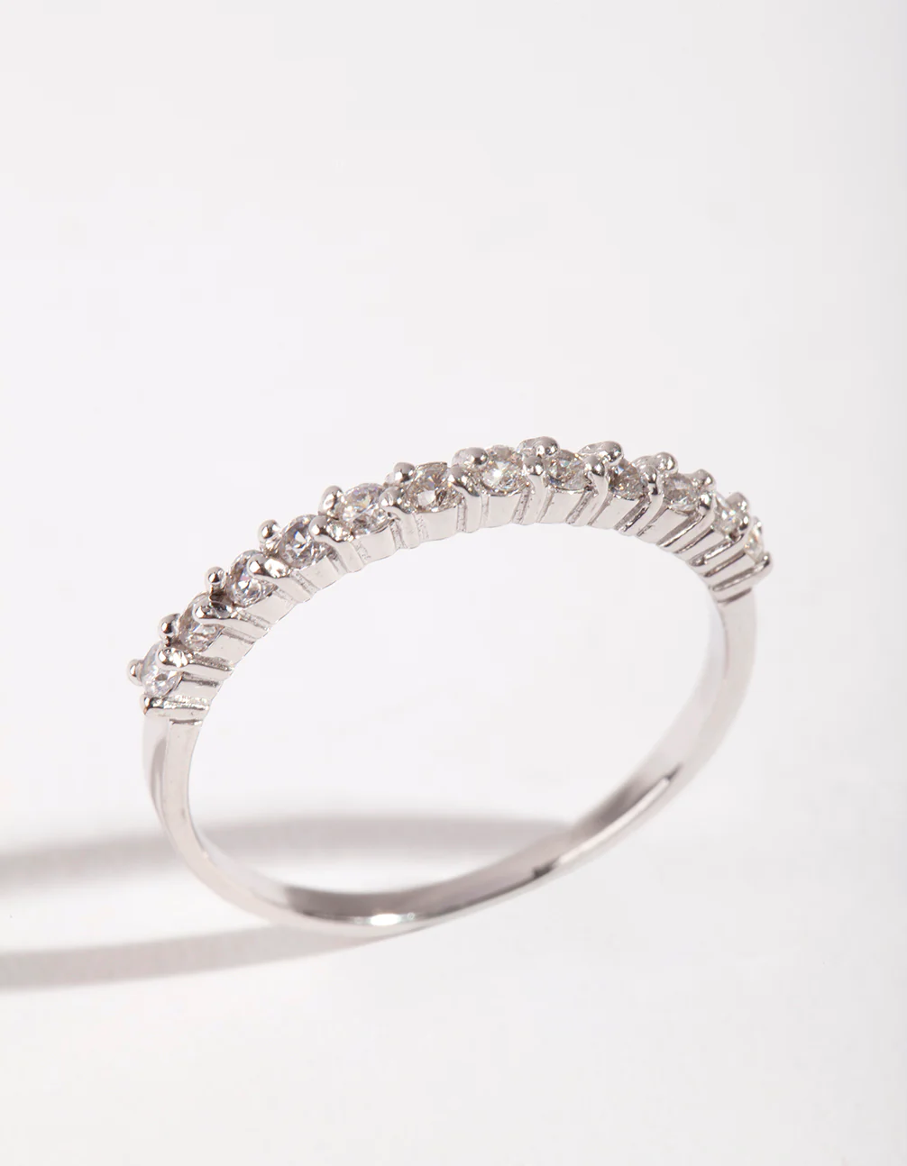 Sterling Silver Diamante Half Pave Ring