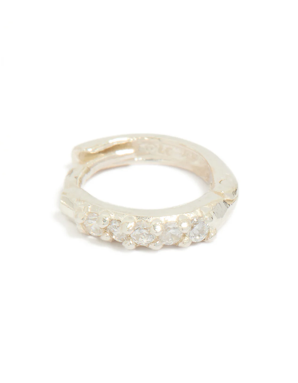 Sterling Silver Mini Cubic Zirconia Huggie Earrings - Image 3