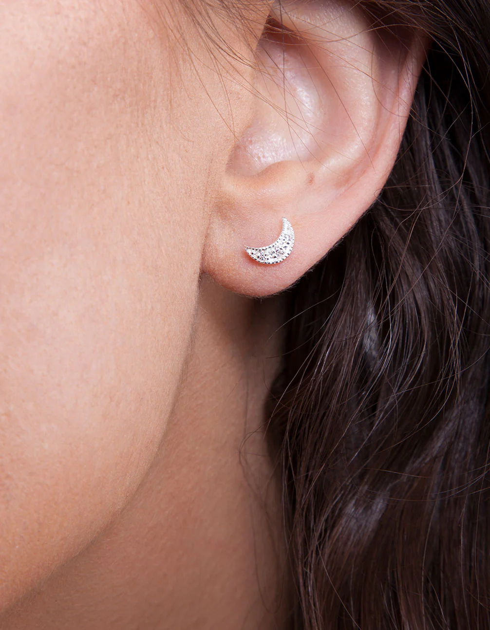 Sterling Silver Moon & Star Diamante Studs - Image 2