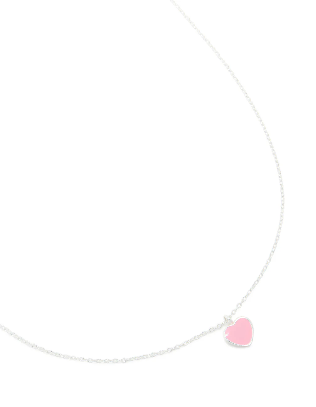 Sterling Silver Pink Enamel Heart Pendant Necklace - Image 2