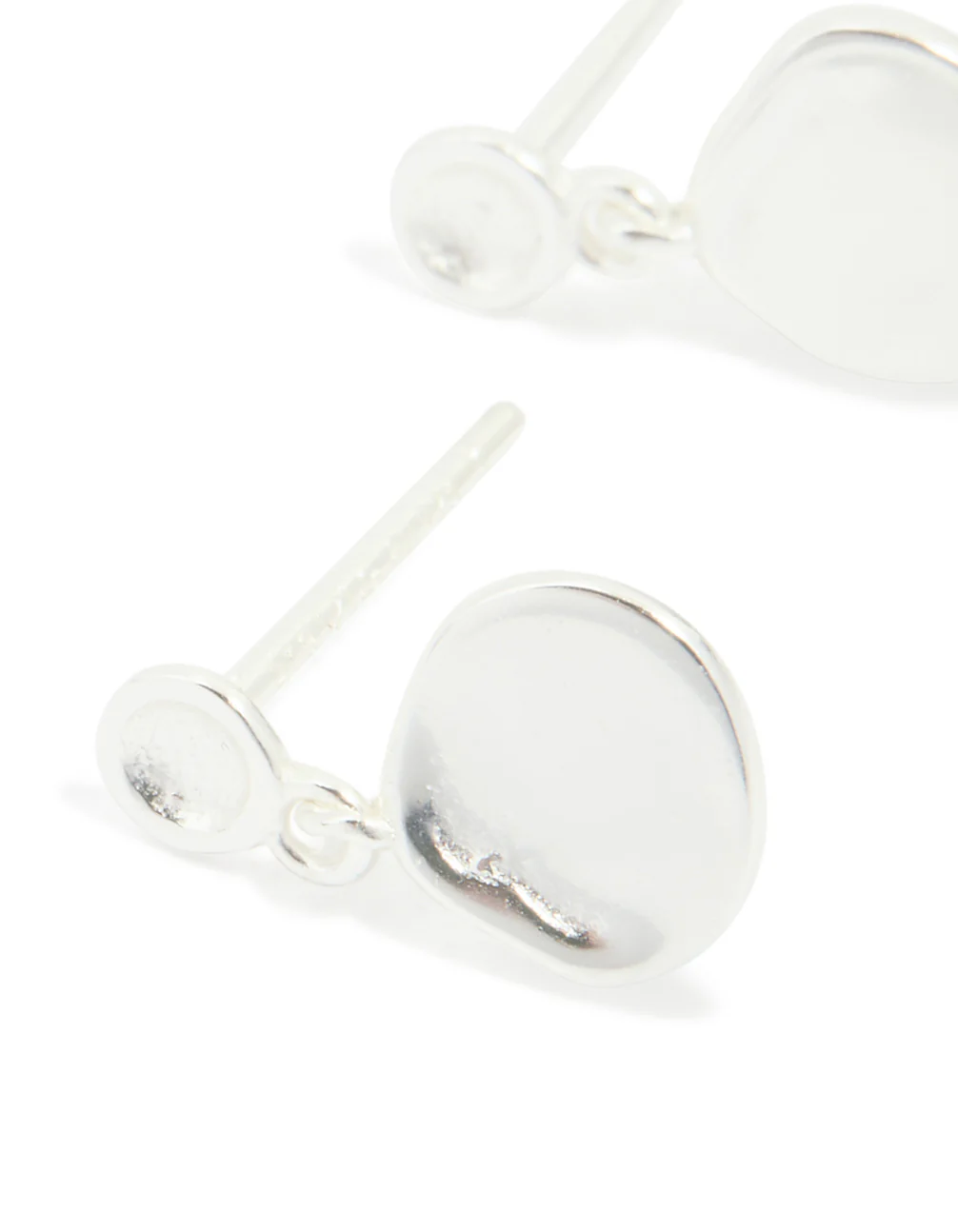 Sterling Silver Round Drop Stud Earrings - Image 2