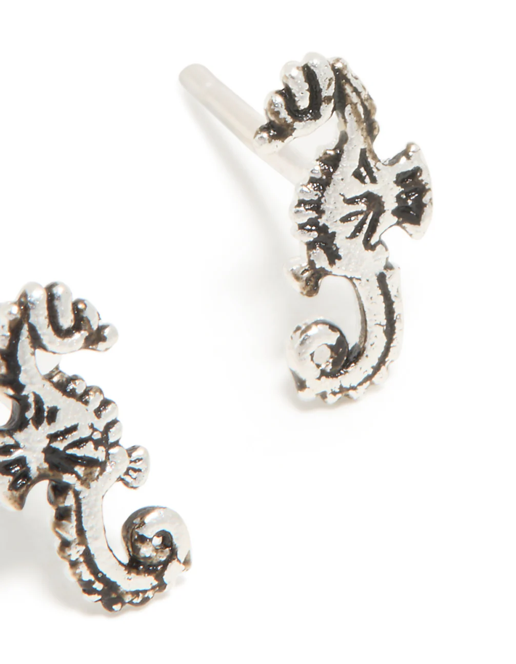 Sterling Silver Seahorse Stud Earrings - Image 3