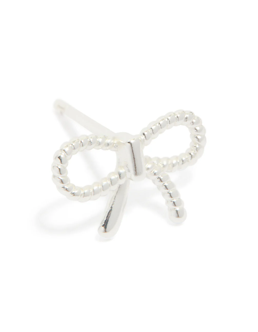 Sterling Silver Textured Bow Stud Earrings - Image 4