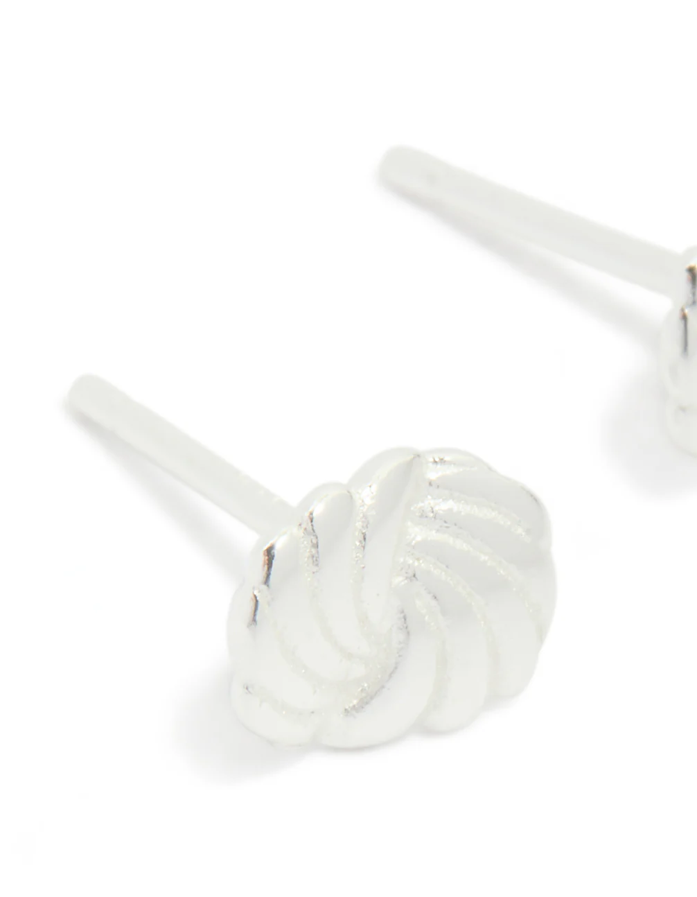 Sterling Silver Textured Twist Stud Earrings - Image 4
