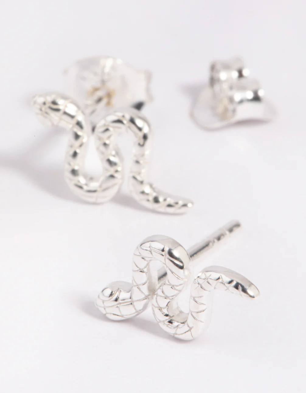 Sterling Silver Snake Stud Earrings - Image 2