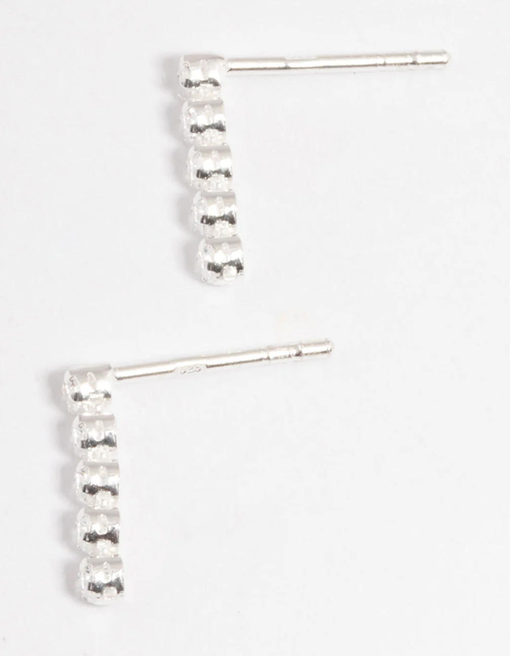 Sterling Silver Cubic Zirconia Cupchain Stud Earrings - Image 3