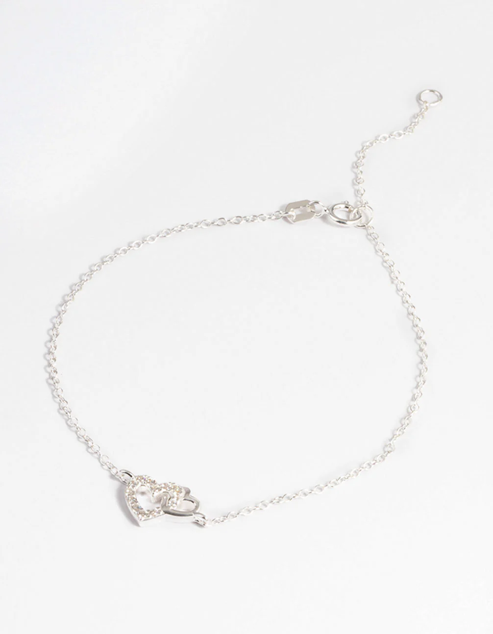 Sterling Silver Cubic Zirconia Heart Link Bracelet