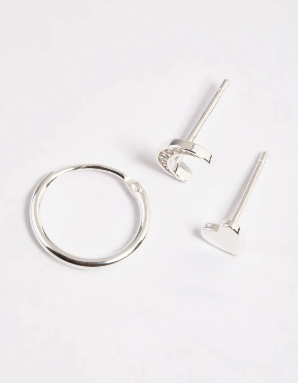 Sterling Silver Cubic Zirconia Heart & Moon Curated Ear Pack - Image 2