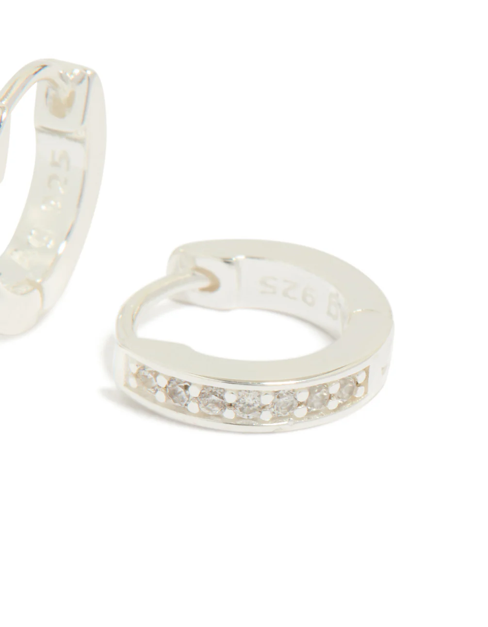 Sterling Silver Cubic Zirconia Huggie Earrings - Image 5