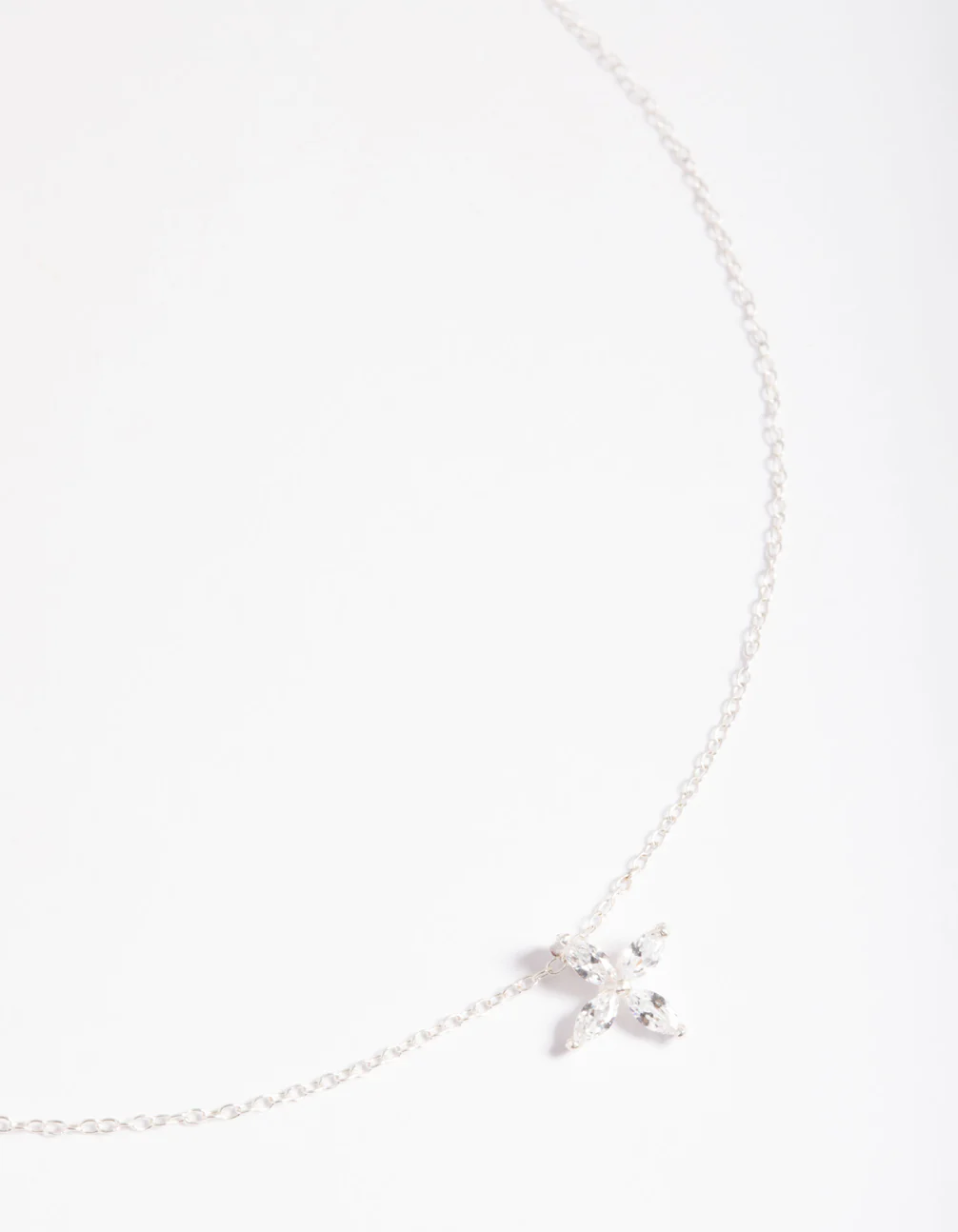 Sterling Silver Cubic Zirconia Marquise Cross Necklace
