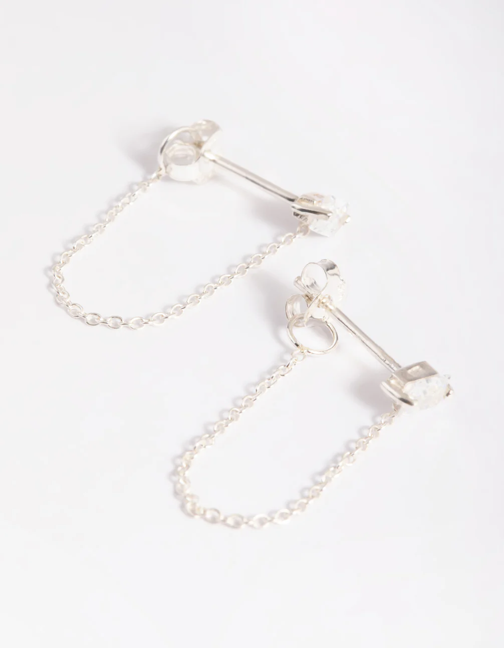 Sterling Silver Chain Stud Earrings