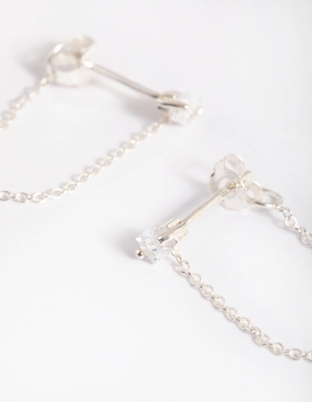 Sterling Silver Chain Stud Earrings - Image 3