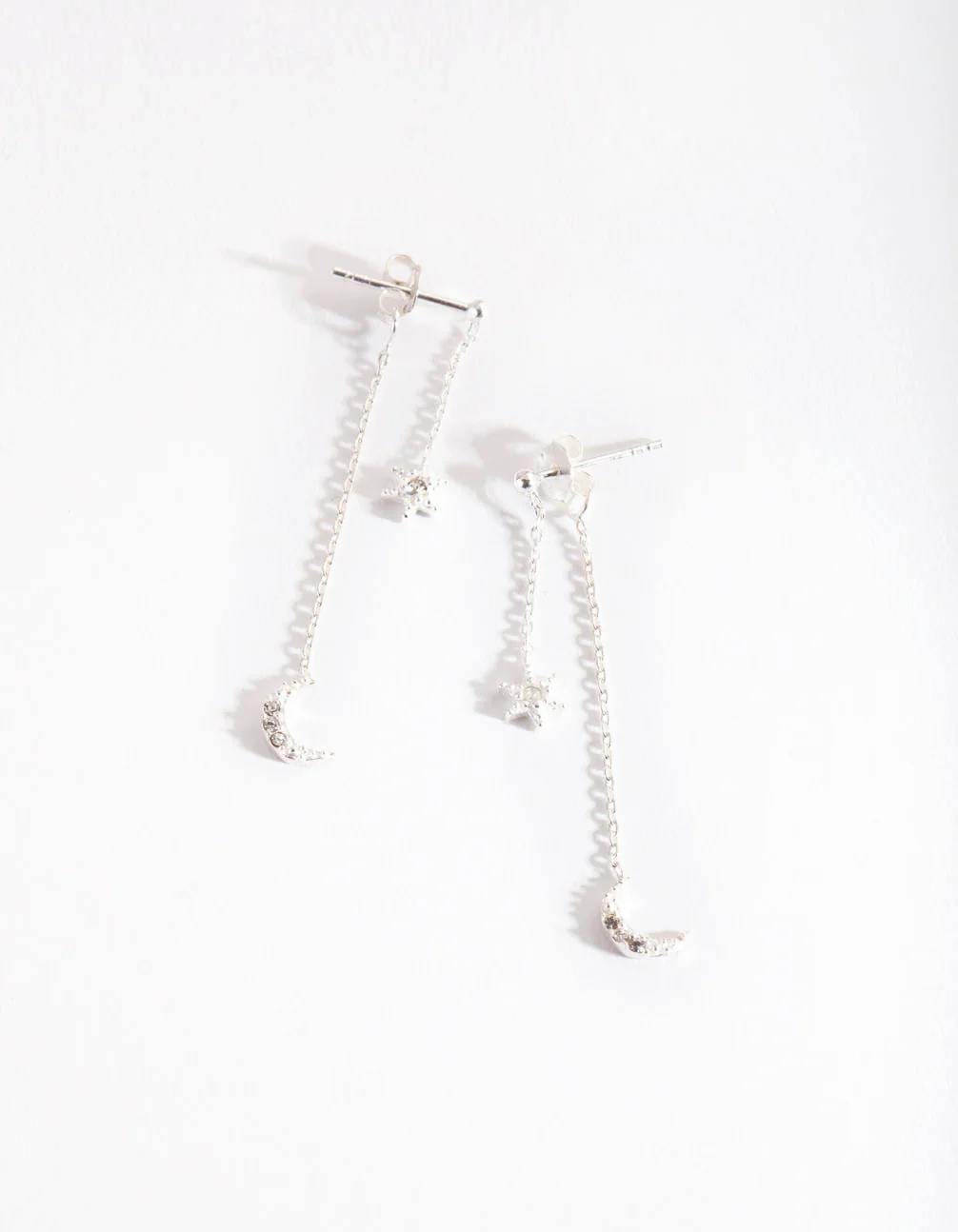 Sterling Silver Diamante Drop Earrings