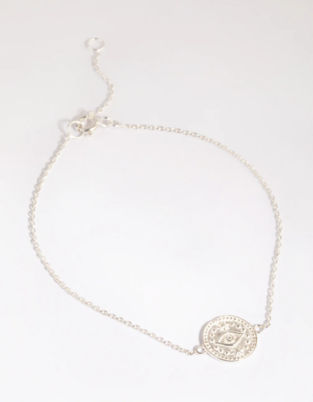 Sterling Silver Eye Stamp Coin Bracelet