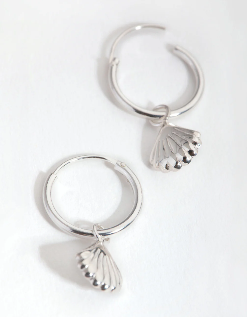 Sterling Silver Shell Hoop Earrings - Image 3