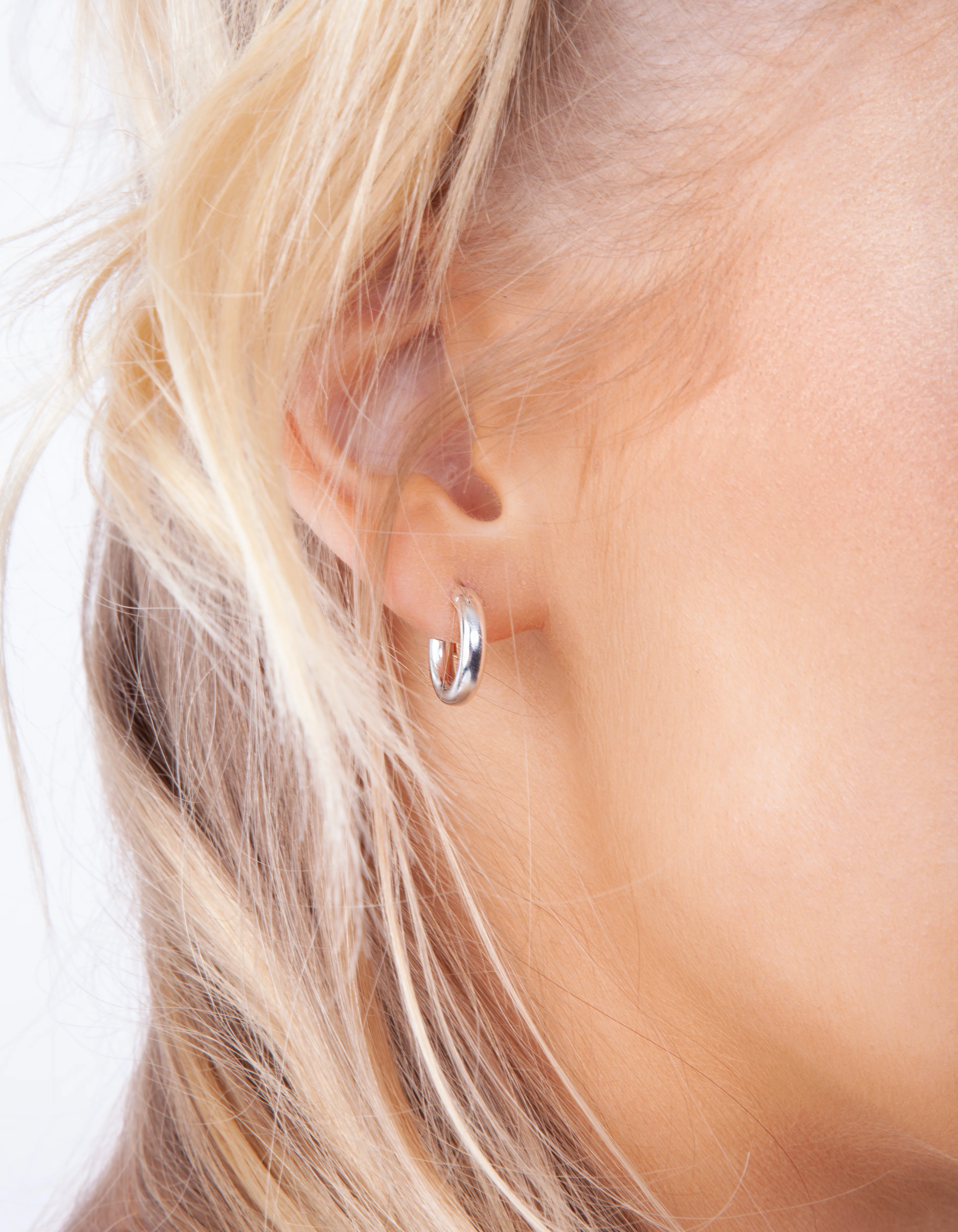 Sterling Silver Chunky Huggie Earrings - Image 4