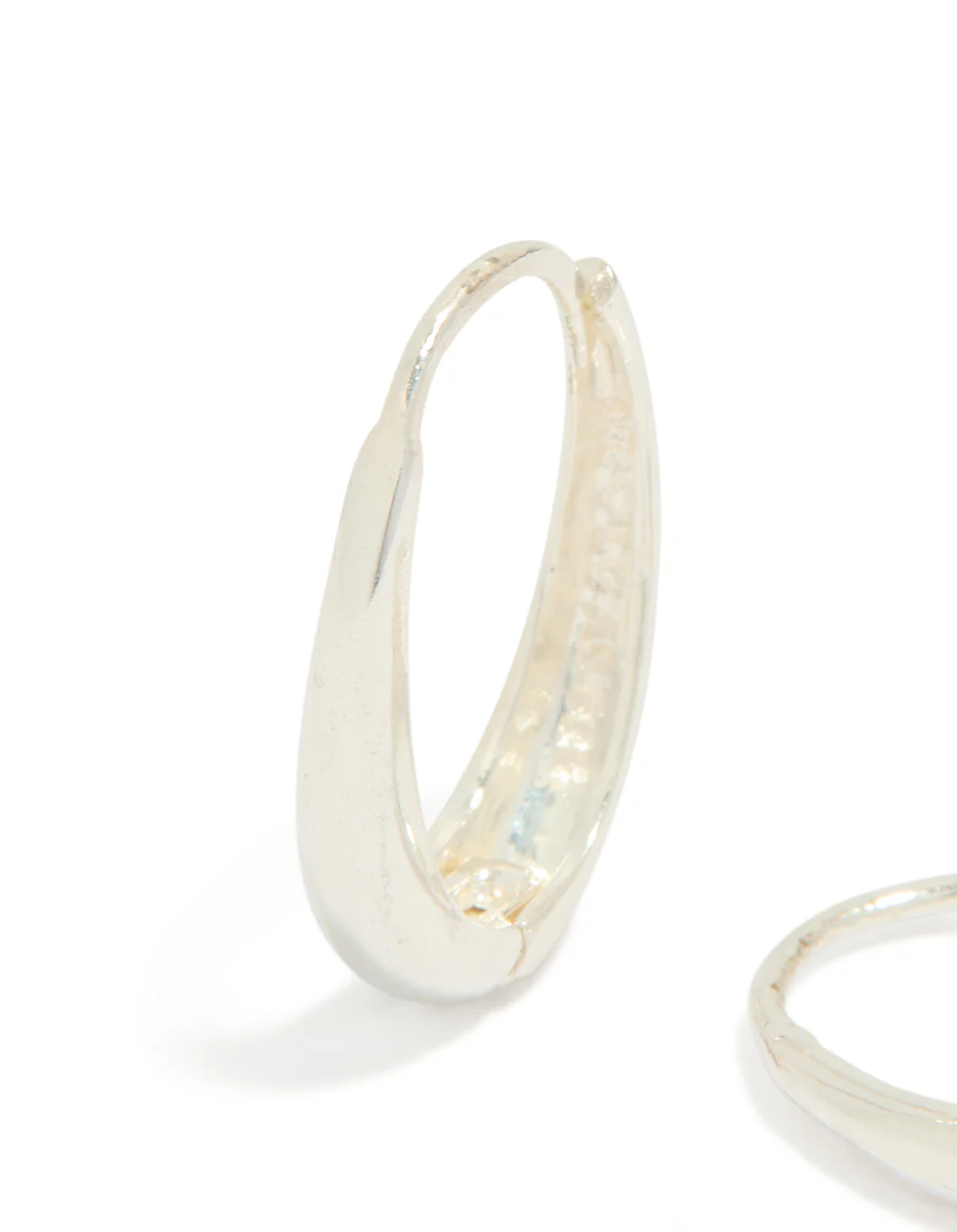 Sterling Silver Oval Drop Huggie Earrings - Image 2