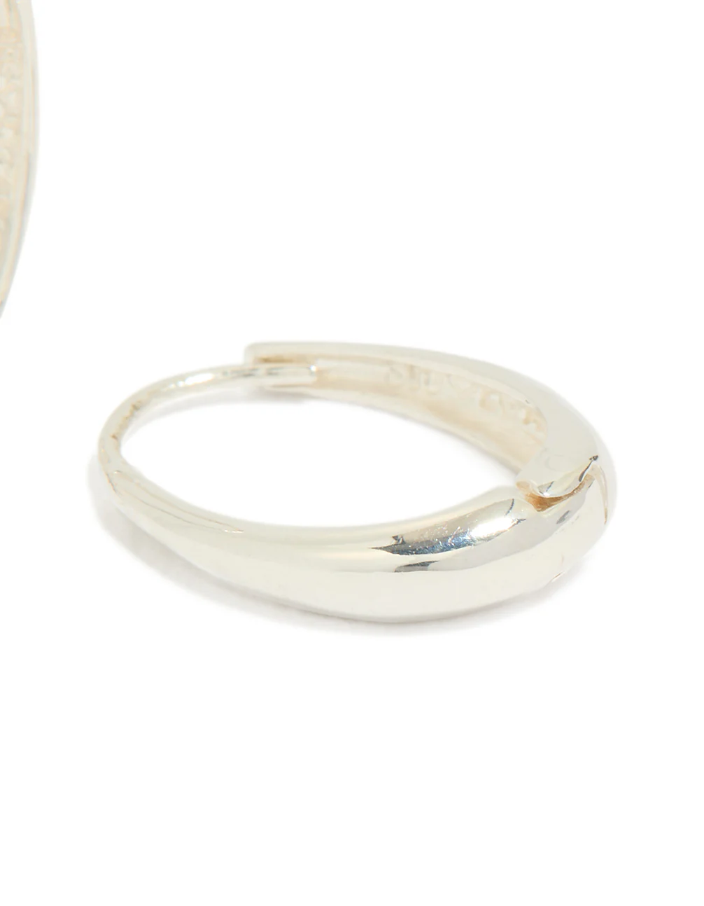 Sterling Silver Oval Drop Huggie Earrings - Image 3