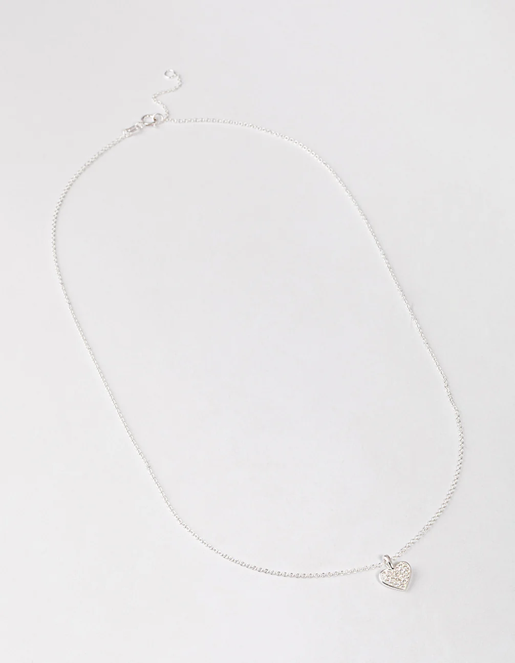 Sterling Silver Pave Cubic Zirconia Heart Necklace - Image 2