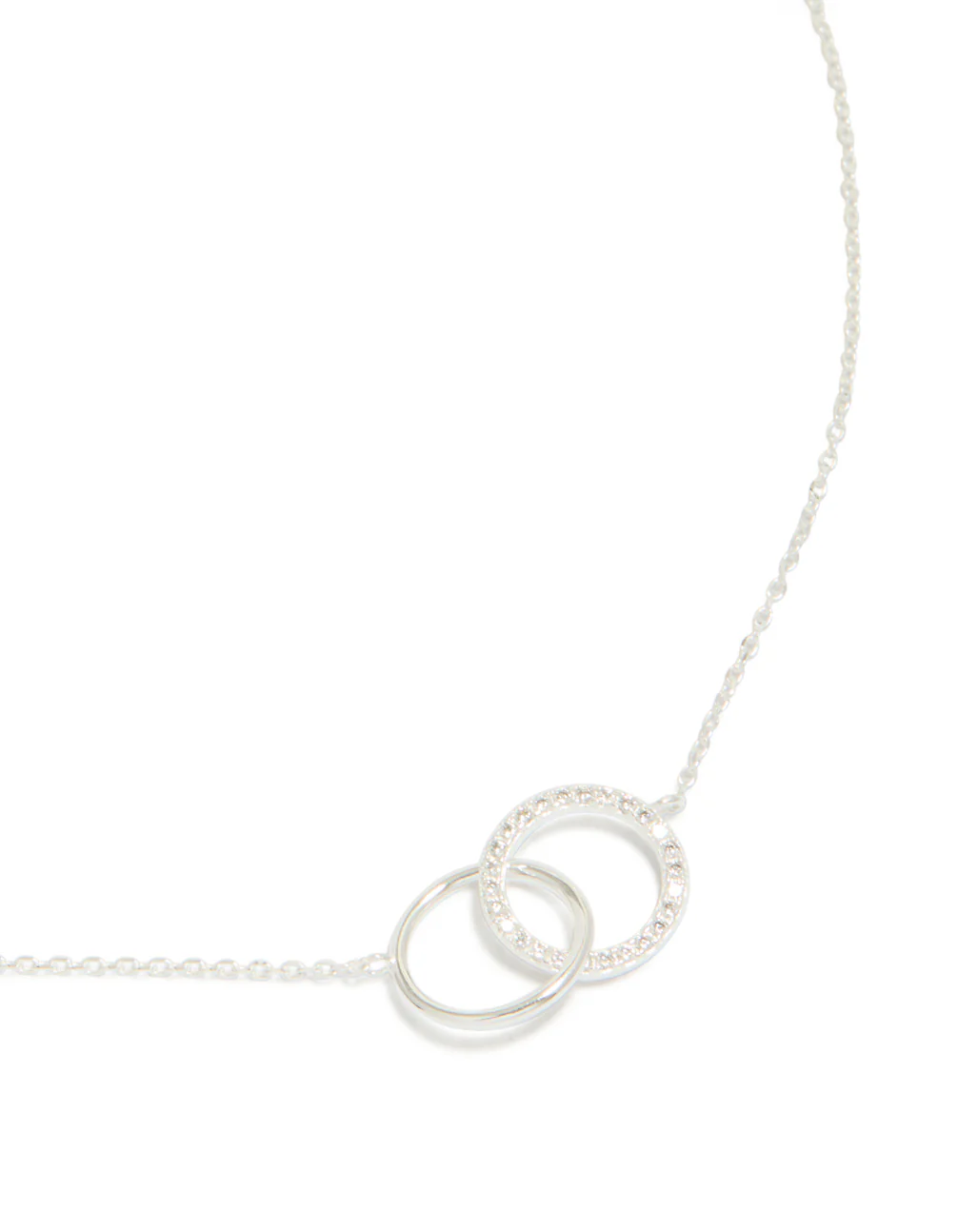 Sterling Silver Pave Link Hoop Pendant Necklace - Image 2