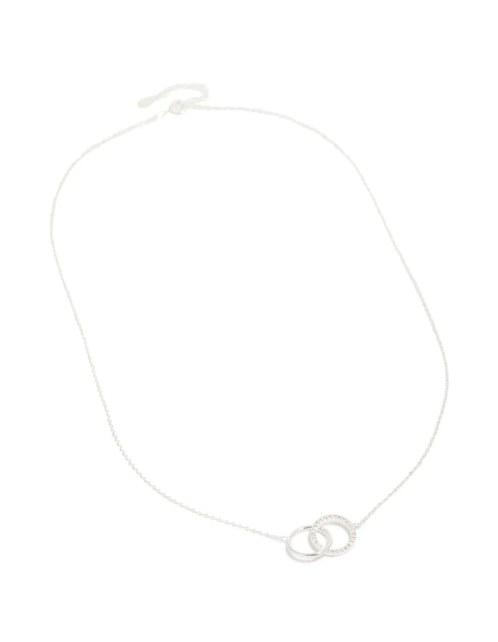 Sterling Silver Pave Link Hoop Pendant Necklace - Image 4
