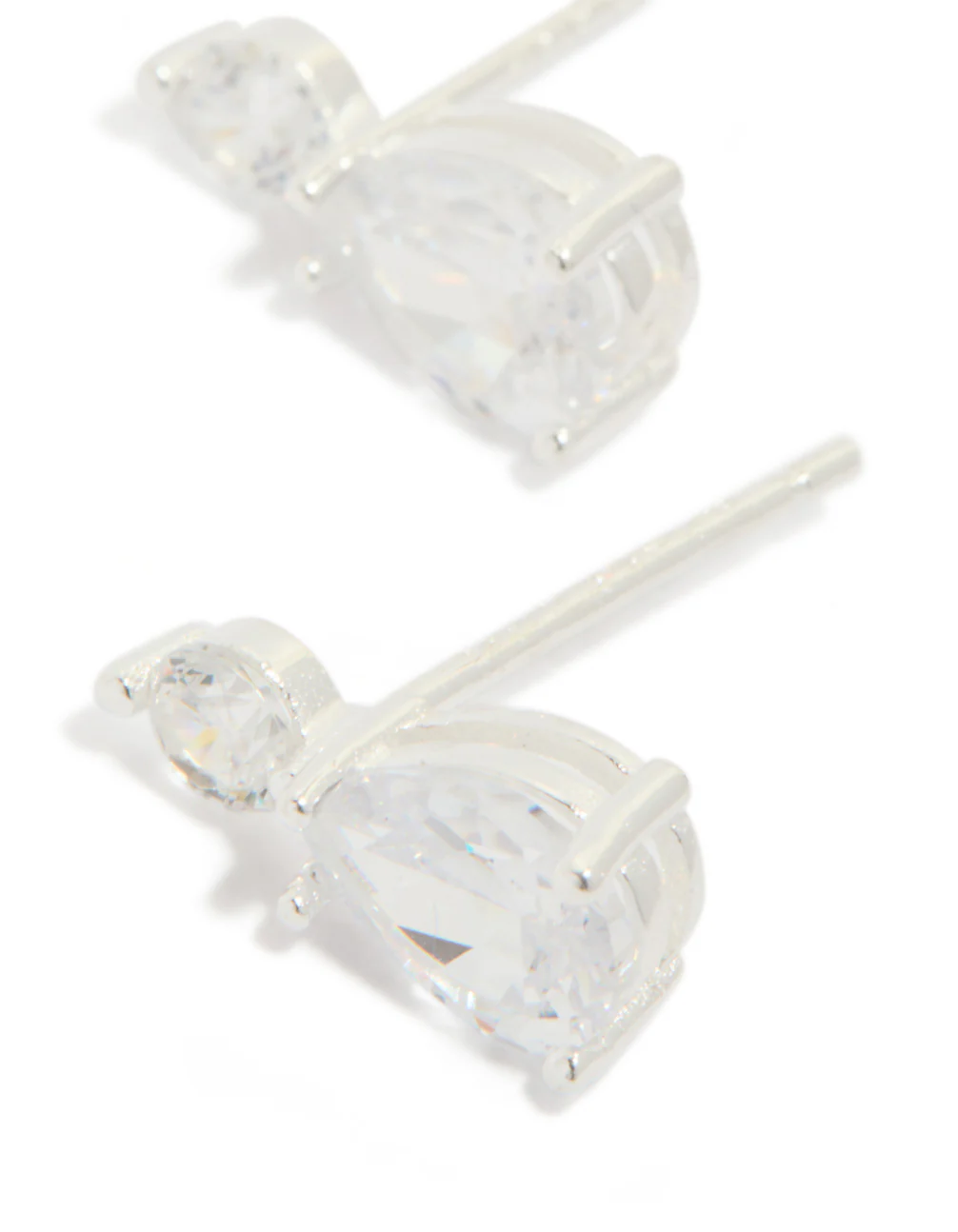 Sterling Silver Round Cubic Zirconia Pear Drop Earrings - Image 4